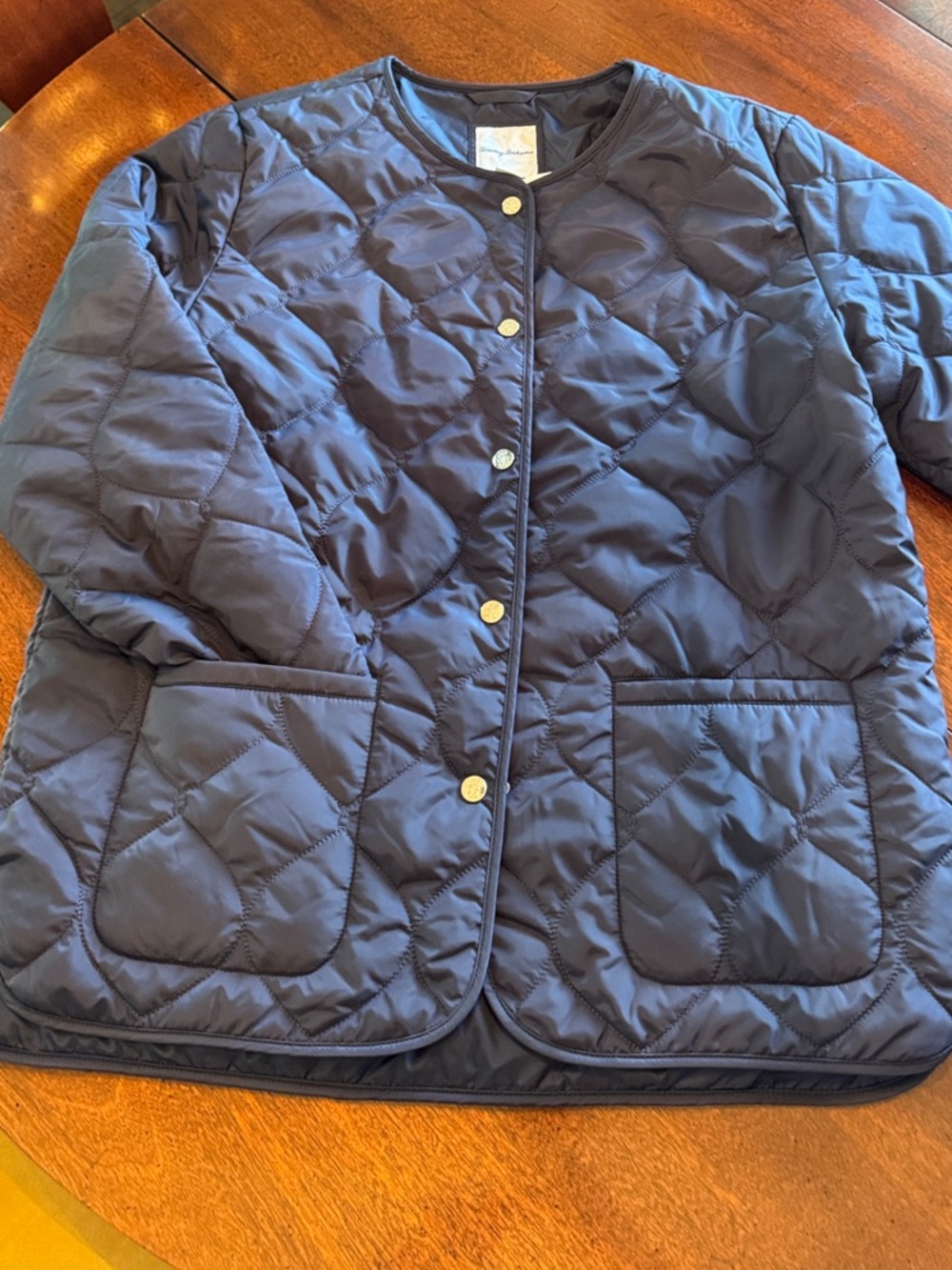 Tommy Bahama Ladies Navy Quilted Snap-Front Jacket
